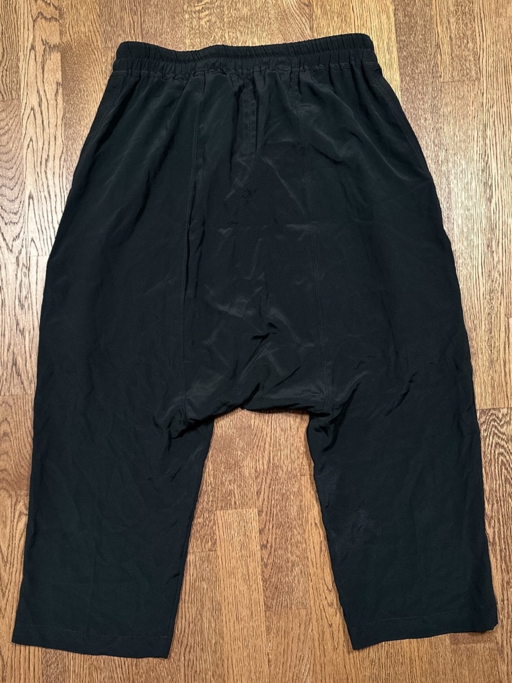 Rick Owens FW23 Luxor Drawstring Drop Crotch Cropped Pants Silk Blend Womens 10 - Picture 5 of 14